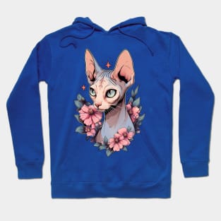 Sphynx Cat Flowers Hoodie